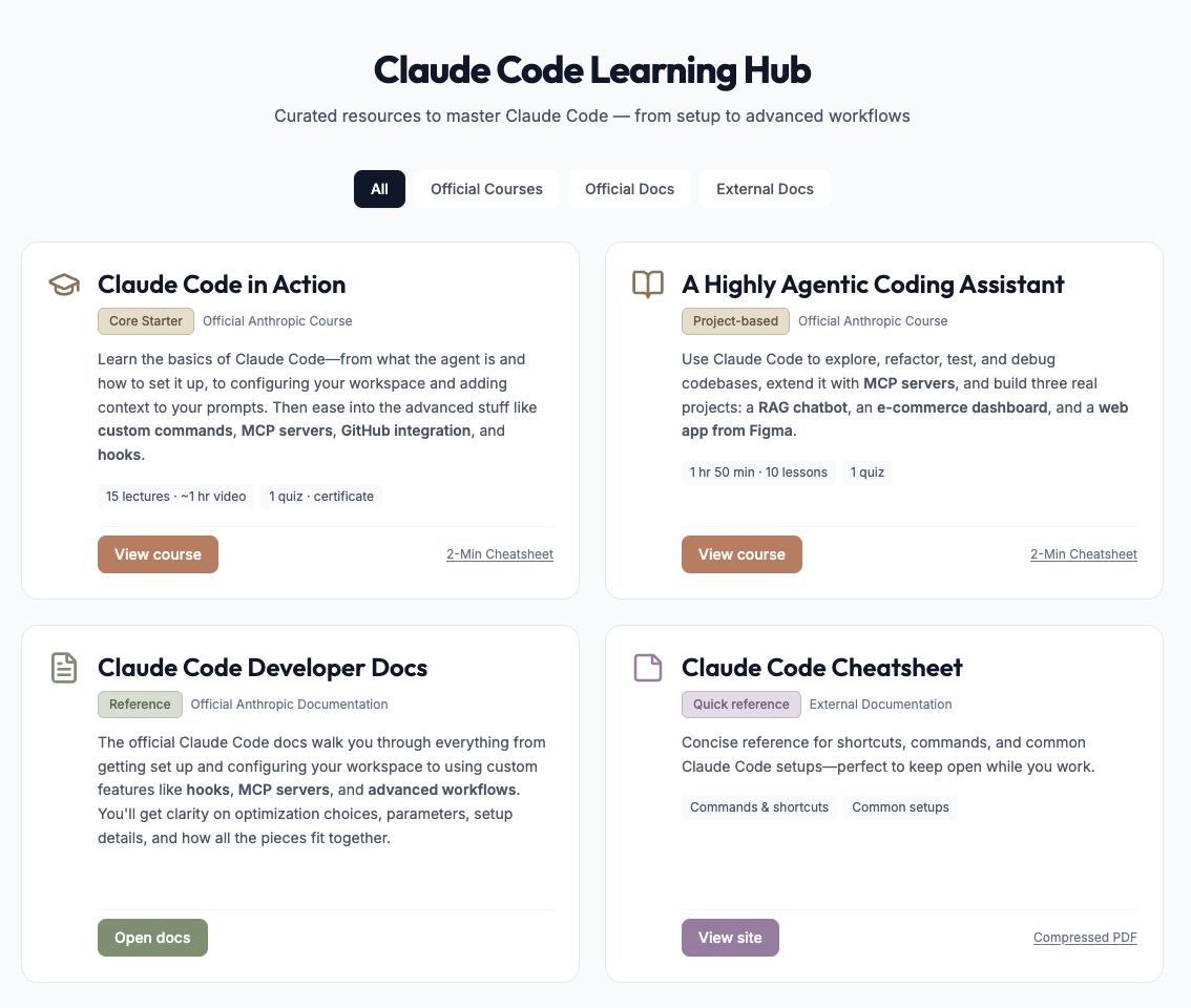 Claude Code Learning Hub preview
